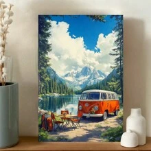 Framed Sunset Over Mountains, Clear Stream, Peaceful Scenery, Natural Oil Painting(2)Canvas  Birthday Party Decor, Mother's Day New Year Easter Gift,  Home Living Room Office Wall Decor, Perfect Gift And Wall Decoration - 裱框 - 查看 2