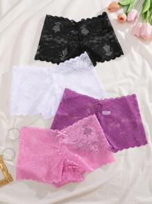 4 件装舒适性感蕾丝女士三角裤内裤