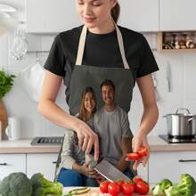 1 pieza Delantal personalizado, regalo ideal para amigos, parejas, familia, compañeros de trabajo para cumpleaños, aniversario, hecho de lino, apto para uso en la cocina