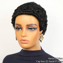Chic 4 Inch Short Curly Pixie Cut Wig For Women Afro Kinky Curly Human Hair Wigs 180% Density Glueless Machine Made Curly Wigs Black Color - Natural Black - View 6