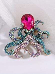 Moda Delicado Luxo Polvo Colorido Strass Pins Broches Para Mulheres Senhora Requintado Cristal Mar Aniaml Emblemas Pin