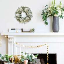 Artificial Door Wreath 22 Inch, Spring/Summer Wreath With Hydrangeas Lamb's Leaves Berries Welcome Board For Holiday Farmhouse Home Indoor Outdoor Wedding Party Wall Window Decor