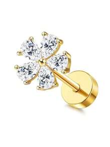 DOLOTTA 1PC 20G Brincos de cartilagem Stud para mulheres Brincos de aço cirúrgico com parte traseira plana Opala Borboleta Flor CZ Brincos de cartilagem Tragus Helix Piercing Jóias