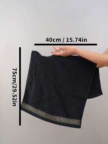 QIBHI 1/3pcs Dobby Jacquard Wash Towels/Bath Towels, Absorbent And Soft - Black - View 5