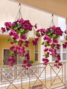 2 piezas de flores y plantas colgantes artificiales falsas para decoración primaveral exterior, para la puerta principal, porche, patio y jardín