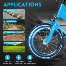 RibasuBB 14-Inch Kids Bicycle With Adjustable Seat, Carbon Steel Frame, Dual Brakes, Training Wheels, PU Leather Cushion, Mudguards & Bell - Blue - Blue - View 7