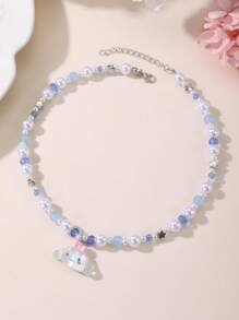 Sanrio 1 pièce Collier pendentif en résine avec perles Sanrio, Kuromi, chat, convient pour le collier de meilleure amie