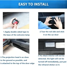 Easypie Selection 2pcs LED Door Welcome Lights, Automatic Induction Interior Pedal Courtesy Lights, Carbon Fiber Design, Suitable For Most Vehicles - 迎賓燈 - 查看 6