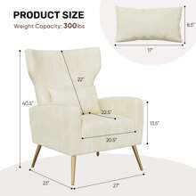 Nalupatio Velvet Fabric Upholstered Reading Comfy Mid Century Modern Armchair With Metal Legs And Spring Support, Accent Chair For Living Room - Màu be - Xem 4