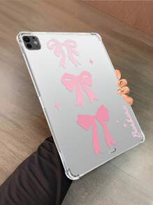 1 件个性化硅胶保护壳，带 3 个粉色蝴蝶结，透明气囊垫设计，适用于 iPad Pro 13、Air 13 等型号，适合情侣、家人、朋友、宠物和儿童