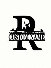 An Iron Wrought Custom Flower Last Name Logo Last Name Logo Personalized Metal Outdoor Men's Split Monogram Split Logo Family Valentine's Day Gift Housewarming Gift Father's Day Independence Day Party Summer Graduation School Season Decorations Gifts Birthday