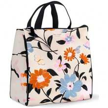 Spade New York - Bolsa de almuerzo para mujer, bolsa de almuerzo de gran capacidad, lonchera para adultos, con forro interior plateado térmico y bolsillo de almacenamiento, a rayas de caramelo - Jardín de flores - Ver 10