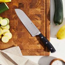 Forged Accent 7-Inch Hollow Edge Santoku Knife, Black