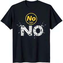 T-Shirt With Bold Yellow 'No' Circle Design And Splatter Pattern
