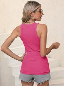 KAHULE Women's Basic Crew Neck Sleeveless Casual Tank Top Ribbed Soft Tank Top For Going Out