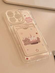 1 件 GUCADI 可爱卡通动物图案粉色卡夹软 TPU 手机壳适用于 16/15/14/13/12/11 系列防水防震防摔防刮 - 無色 - 查看 4