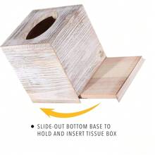 White Barnwood Tissue Box Cover: 2 Pack Tissue Box Holder Includes Slide-Out Bottom Panel, Stylish Tissue Box Cover Square Perfect For Farmhouse Bathroom Decor 5.5"L X 5.5"W X 6.3"H