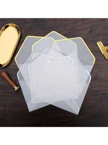 10 个/包金色装饰玻璃牛皮纸信封，金箔边信封 - 10pcs/包金邊硫酸紙信封 - 查看 1