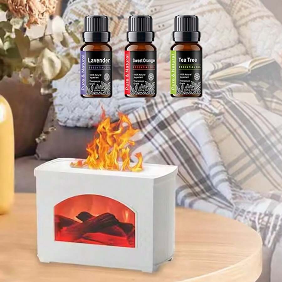 USB-Powered Aromatherapy Lamp With Flame Effect - 5.07oz RGB Humidifier, Adjustable Lighting For Bedroom & Office Decor - White - View 1