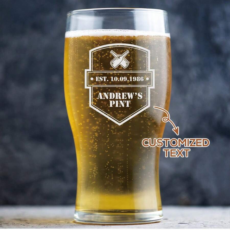 Personalised Pint Glass Engraved Custom Etched Bespoke Glass Any Text Custom Gift For Beer Glassware Full Pint Mug,Multi-Functional,Durable,Ornamental,Reusable,Exquisite,Stylish,High-Quality,Colorful,Modern,Custom,Personalized,Unique,Wedding Essentials