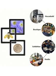 1/5PCS Floating Display Box, 3d Floating Frame Display Stand, Transparent Pe Anti-Oxidation Jewelry Storage Box, Multi-Functional Portable Jewelry Storage Box For Pendants, Necklaces, Bracelets, Rings, Coins, Earrings, Pins, Storage Box, For Challenge Coins, Medals, Specimens, Chips Gifts Women Girls