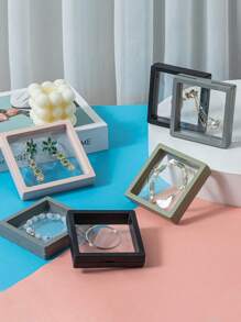 1/5PCS Floating Display Box, 3d Floating Frame Display Stand, Transparent Pe Anti-Oxidation Jewelry Storage Box, Multi-Functional Portable Jewelry Storage Box For Pendants, Necklaces, Bracelets, Rings, Coins, Earrings, Pins, Storage Box, For Challenge Coins, Medals, Specimens, Chips Gifts Women Girls