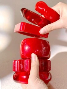 1pc Oversized Red Fashionable Bracelet, Suitable For Women's Daily Wear And Gift (Size Deviation 3mm/0.11 Is Normal)