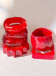 1pc Oversized Red Fashionable Bracelet, Suitable For Women's Daily Wear And Gift (Size Deviation 3mm/0.11 Is Normal)