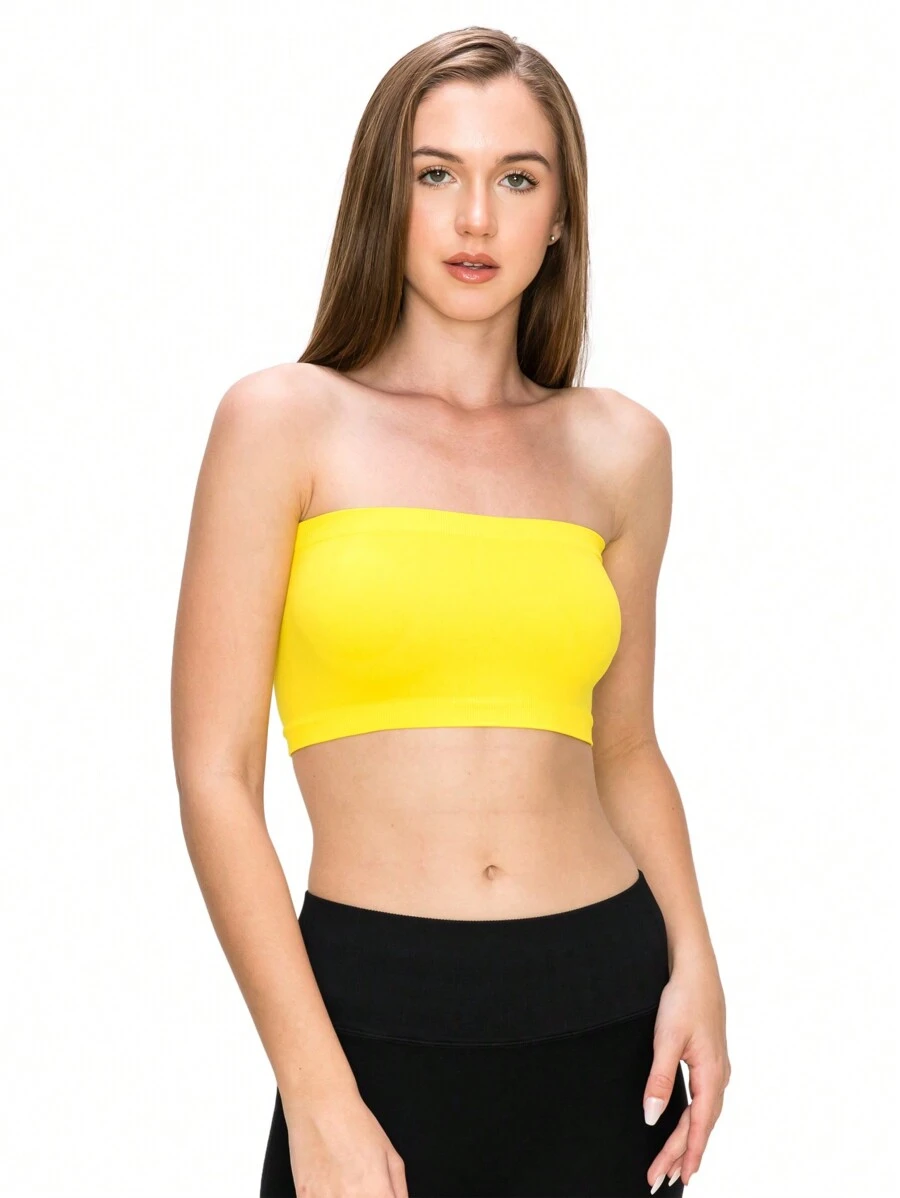 KURVE SEAMLESS MINI BANDEAU TUBE TOP - Yellow - View 1