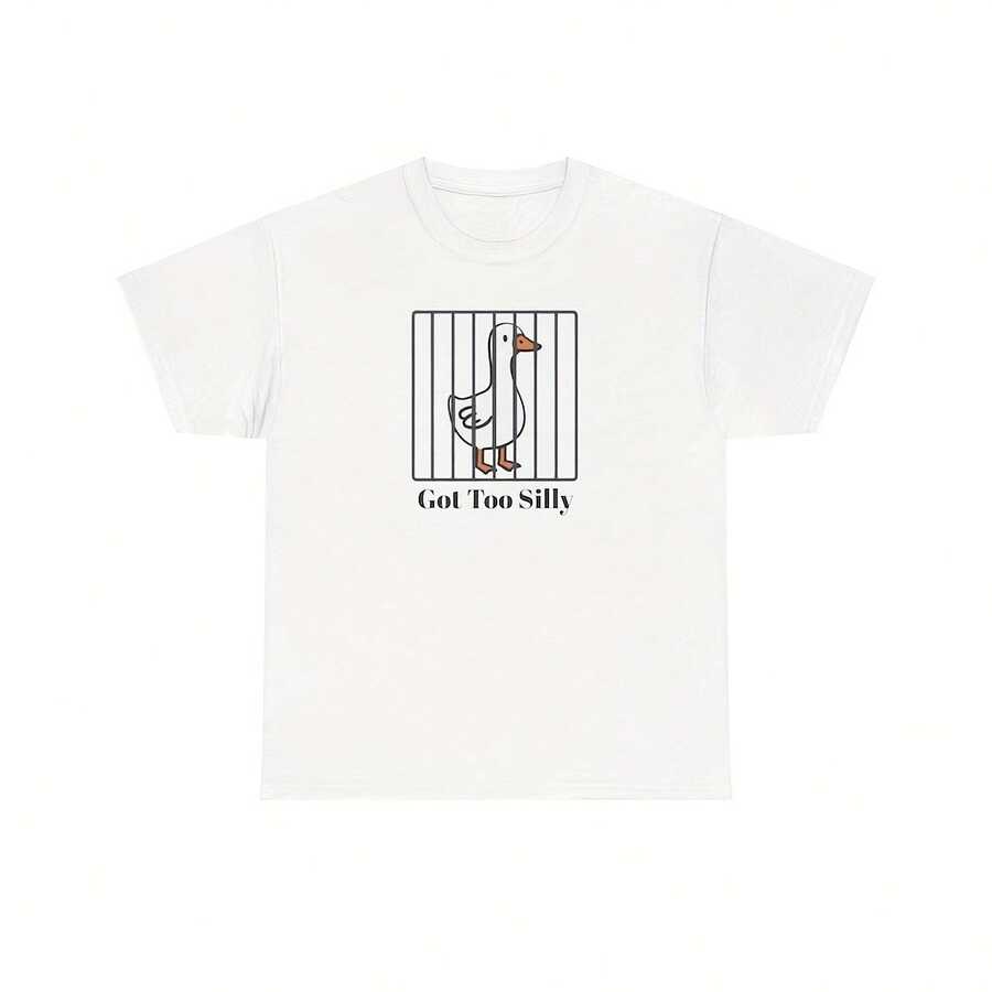 Silly Goose Got Too Silly Tee - Funny Uni Shirt, Quirky Graphic Design, Perfect For Humor Fans And Unique Gift Ideas - White - View 1