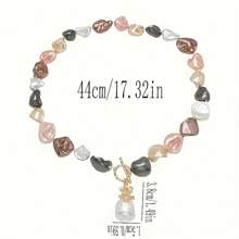 Stylish Asymmetrical Pearl Collarbone Chain Pendant, Niche Design - Color Mixing - View 2