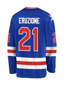 Men's Embroidered Ice Hockey Jersey 21 Blue Casual V-Neck Long Sleeves T-Shirts Party Sports Top
