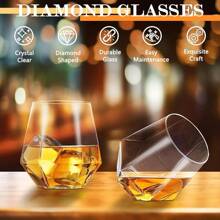Whiskey Decanter Set Diamond Shape With 4 Glasses 4 Whiskey Stones, Gift For Men, Gift For Whiskey Lovers - 彩色 - 查看 5