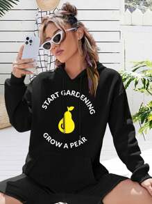 Grow A Pear Funny Gardening Quote Big Size Women Hoodie Jacket For Ladies - A Funny Gardening Gift