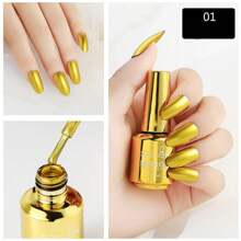 12 Colors Metallic Gel Liner Nail Art, Mirror Chrome 3D Effect Gel Nail Polish 8ml Build In Thin Brush Metal Painted Drawing Stripper Gel Polish Curing Requires Gift For Home Salon  Use (12 Colors Set) - 彩色 - 查看 5