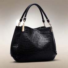 European & American Style Classic Mature Elegant Handbag, Crocodile & Stone Pattern Shoulder Underarm Bag For Women , Office Bag