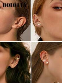 DOLOTTA 1PC 20G Brincos de cartilagem Stud para mulheres Brincos de aço cirúrgico com parte traseira plana Opala Borboleta Flor CZ Brincos de cartilagem Tragus Helix Piercing Jóias