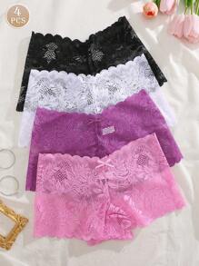 4 件装舒适性感蕾丝女士三角裤内裤