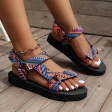 2025 Summer Flat Women's Shoes Rope Set Foot Beach Sandals Outdoor All-Match Casual Slippers Large Size Women Sandals