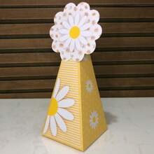 kit 20 Caixinhas MARGARIDAS AMARELA - Caixinhas para decoração e lembrancinha de aniversário infantil - Pegue e Monte - Como na Foto - Visão 2