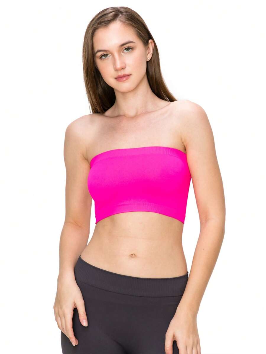 KURVE SEAMLESS MINI BANDEAU TUBE TOP - Neon Fuschia - View 1
