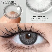 EYESHARE NEW 1 Pair Gray Gray Colored Contact Lenses Eye Makeup 14.2mm Yearly Use Halloween Costume Cosplay - TR-hUI - View 3