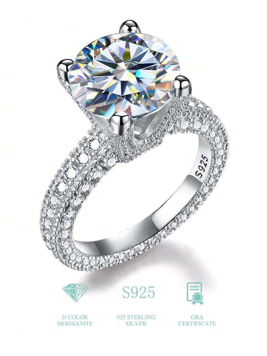 ESBERRY 1 件 5 克拉莫桑石钻石订婚戒指 结婚戒指 女士 S925 纯银 高亮光承诺戒指 永恒戒指 情人节奢华珠宝礼物