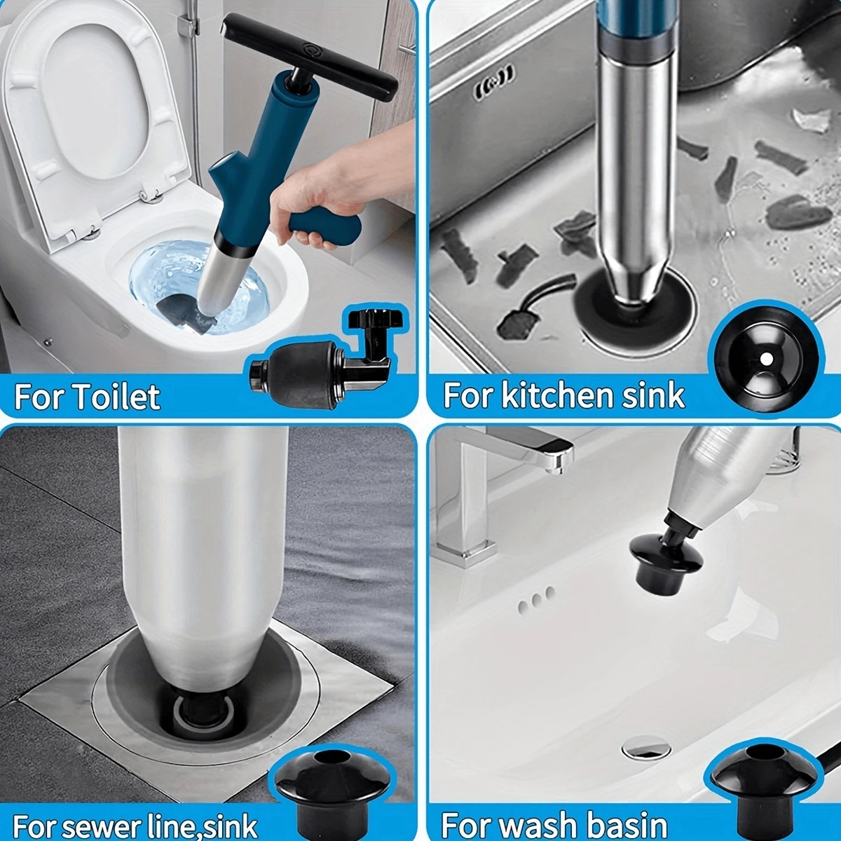 High-Pressure Air Toilet Flush Kit With Stainless Steel Snake ...