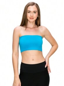 KURVE SEAMLESS MINI BANDEAU TUBE TOP - Turquoise - View 1