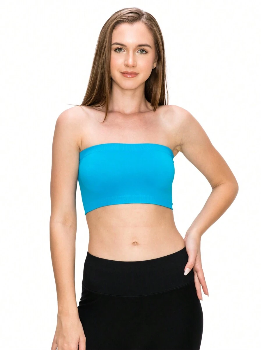 KURVE SEAMLESS MINI BANDEAU TUBE TOP - Turquoise - View 1