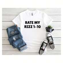 Rate My Rizz 1-10 Ing  Tshirt Brainrot Tshirt Funny Tshirt For Teenagers Funny  Tshirt Rizz Tshirt  Tshirt For Kids - trắng - Xem 1