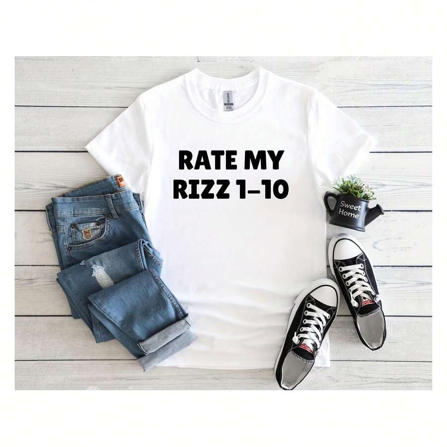 Rate My Rizz 1-10 Ing  Tshirt Brainrot Tshirt Funny Tshirt For Teenagers Funny  Tshirt Rizz Tshirt  Tshirt For Kids - trắng - Xem 1