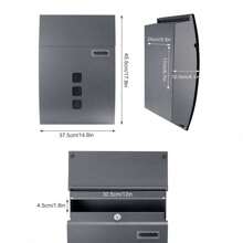 Letter Box With Viewing Windows, Post Box Wall Mounted Lockable, Weatherproof Post Box With 4 Keys Sleek Curvy Modern Letterbox For Keep Your Mail - Charcoal Grey - View 5
