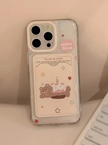 1 件 GUCADI 可爱卡通动物图案粉色卡夹软 TPU 手机壳适用于 16/15/14/13/12/11 系列防水防震防摔防刮 - 無色 - 查看 3